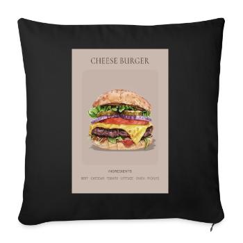 Cheese Burger Poster Food Illustration Kitchen - Sofa pillowcase 17,3'' x 17,3'' (45 x 45 cm) - black - Front