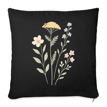 Wild Floral Power Watercolors - Sofa pillowcase 17,3'' x 17,3'' (45 x 45 cm) - black - Front
