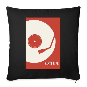 Vinyl Life – Retro Plattenspieler Poster - Sofakissenbezug 45 x 45 cm - Schwarz - Vorne