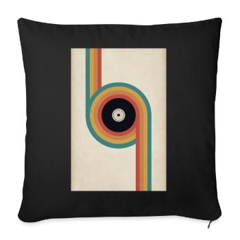 Retro Vinyl Poster Mid Century Music Design - Sofa pillowcase 17,3'' x 17,3'' (45 x 45 cm) - black - Front