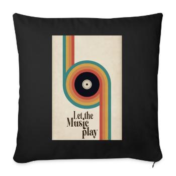 Let the Music Play Retro Vinyl Poster - Sofa pillowcase 17,3'' x 17,3'' (45 x 45 cm) - black - Front