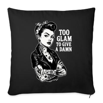 Rockabella Pin-Up: Outlaw Tattoo Girl & Lederjacke - Sofakissenbezug 45 x 45 cm - Schwarz - Vorne