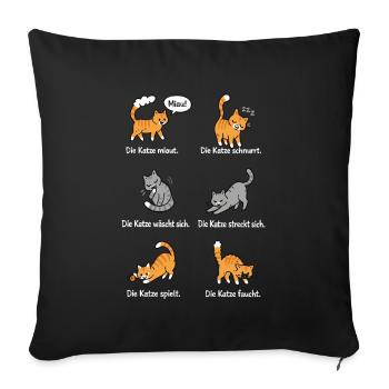 Katzenleben – Schnurrhaare & Katzenliebe - Sofakissenbezug 45 x 45 cm - Schwarz - Vorne