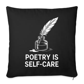 Poésie Conception de plumes pour l’auto-soin - Housse de coussin décorative 45 x 45 cm - noir - Devant