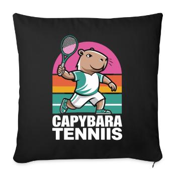  Capybara Tenniis Lustiges Capybara Tennis Retro - Sofakissenbezug 45 x 45 cm - Schwarz - Vorne