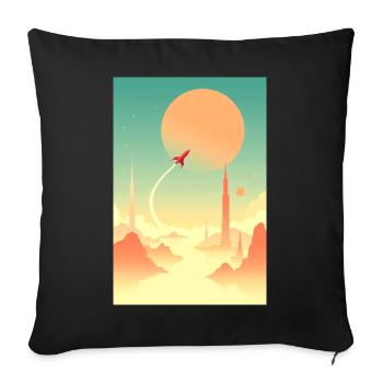 Erste Reisen jenseits ferner Horizonte - Sofakissenbezug 45 x 45 cm - Schwarz - Vorne