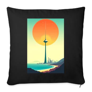 Sunset Tower Over Coastal City - Sofa pillowcase 17,3'' x 17,3'' (45 x 45 cm) - black - Front
