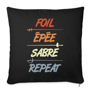 Foil Epee Sabre Repetition - Sofa pillowcase 17,3'' x 17,3'' (45 x 45 cm) - black - Front