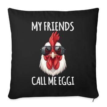 Poulet Eggi Poulet - Housse de coussin décorative 45 x 45 cm - noir - Devant