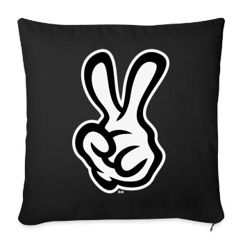 Victory Hand Signals (Left Hand / NEG / 2C) - Sofa pillowcase 17,3'' x 17,3'' (45 x 45 cm) - black - Front