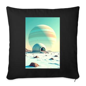 retro futuristic space landscapes 1960s aesthetic - Sofa pillowcase 17,3'' x 17,3'' (45 x 45 cm) - black - Front