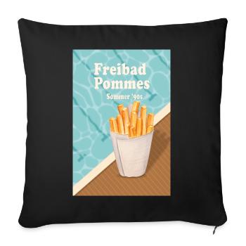 Freibad Pommes Sommer 90s Retro Design - Sofakissenbezug 45 x 45 cm - Schwarz - Vorne