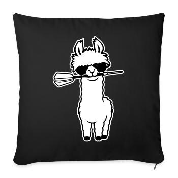 Cooles Lama Alpaka Sonnenbrille Dartpfeil Maul Süß - Sofakissenbezug 45 x 45 cm - Schwarz - Vorne