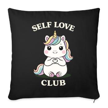 Love Self Love Single Shirt Motivation mignonne - Housse de coussin décorative 45 x 45 cm - noir - Devant