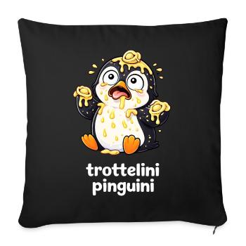 Trottelini Pinguini – Lustiger Pasta Pinguin - Sofakissenbezug 45 x 45 cm - Schwarz - Vorne