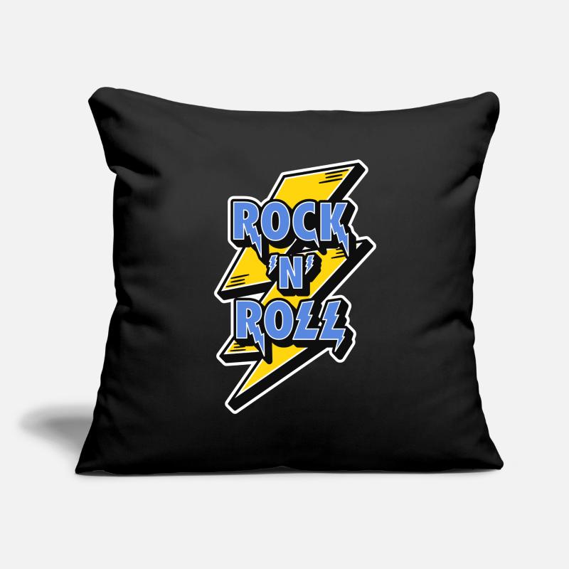 Logo Rock 'n' Roll avec éclair Housse de coussin décorative 45 x 45 cm