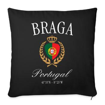 Braga Portugal Wappen Krone – Reise Souvenir - Sofakissenbezug 45 x 45 cm - Schwarz - Vorne
