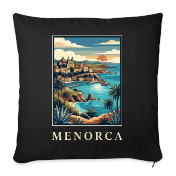 Menorca Cliffside Coast Poster Spain Travel Poster - Sofa pillowcase 17,3'' x 17,3'' (45 x 45 cm) - black - Front
