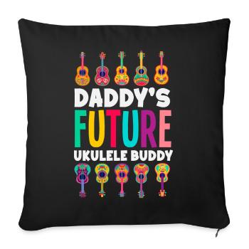 Future Ukulélé de Papa Musique hawaïenne drôle - Housse de coussin décorative 45 x 45 cm - noir - Devant