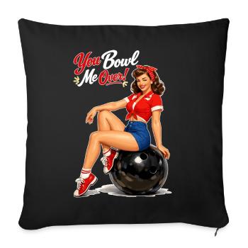 Retro Bowling Pin-Up: You Bowl Me Over! - Sofakissenbezug 45 x 45 cm - Schwarz - Vorne