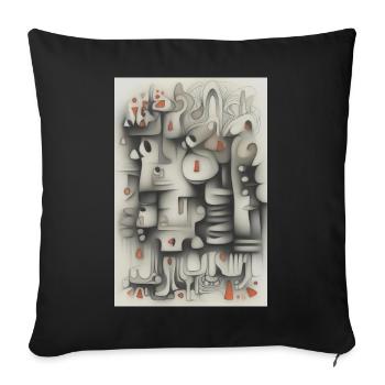 Gray Abstract City with Orange Accents - Sofa pillowcase 17,3'' x 17,3'' (45 x 45 cm) - black - Front