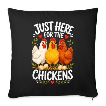 JUSTE LÀ POUR LES POULES - Housse de coussin décorative 45 x 45 cm - noir - Devant
