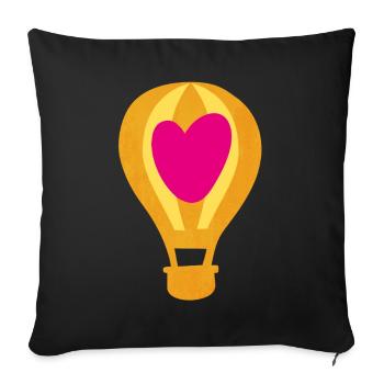 Balloon Balloon Ride Heart Stripe Holiday Summer - Sofa pillowcase 17,3'' x 17,3'' (45 x 45 cm) - black - Front