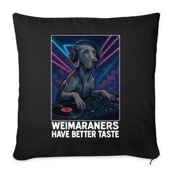 DJ Weimaraner : Élégant en boîte avec un casque - Housse de coussin décorative 45 x 45 cm - noir - Devant