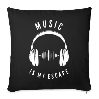 La musique est mon échappatoire - Housse de coussin décorative 45 x 45 cm - noir - Devant