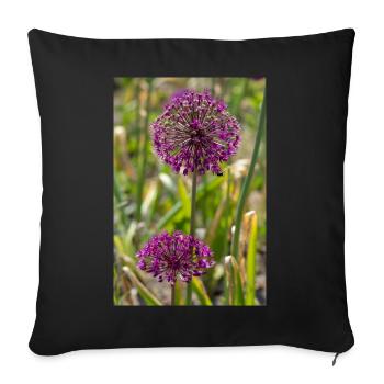 Poireaux ornementaux en violet : fleurs sphériques - Housse de coussin décorative 45 x 45 cm - noir - Devant