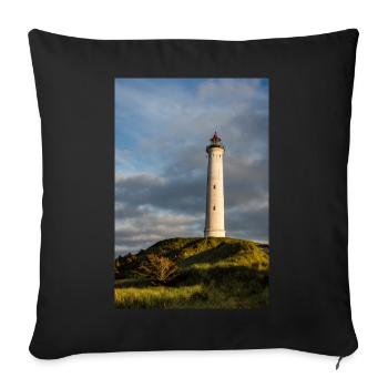 Phare de Lyngvig Fyr au Danemark - Housse de coussin décorative 45 x 45 cm - noir - Devant