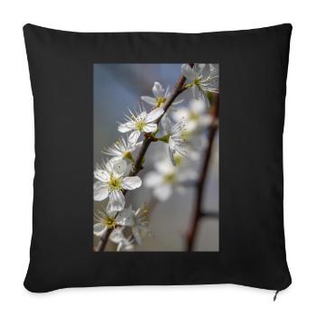 Zarte weiße Kirschblüten im Frühling - Sofakissenbezug 45 x 45 cm - Schwarz - Vorne
