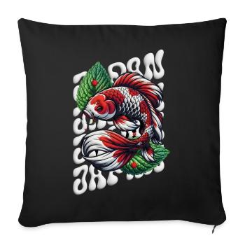 Koi Fish Zen Fluffy Style - Sofa pillowcase 17,3'' x 17,3'' (45 x 45 cm) - black - Front