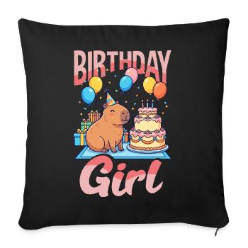 La vie est meilleure avec les capybaras - Mignon rongeur - Housse de coussin décorative 45 x 45 cm - noir - Devant