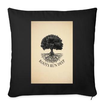 Roots Run Deep – Baum Poster Vintage - Sofakissenbezug 45 x 45 cm - Schwarz - Vorne