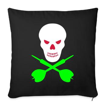 Skull and crossed darts - Sofa pillowcase 17,3'' x 17,3'' (45 x 45 cm) - black - Front