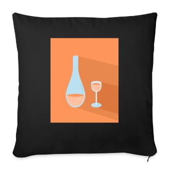 Flasche und Glas - Sofakissenbezug 45 x 45 cm - Schwarz - Vorne