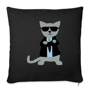 Bodyguard Cat - Sofa pillowcase 17,3'' x 17,3'' (45 x 45 cm) - black - Front