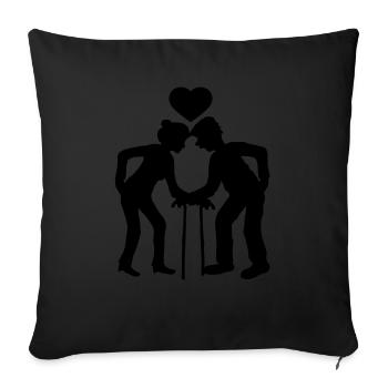 heart man grandpa grandfather couple love in love female - Sofa pillowcase 17,3'' x 17,3'' (45 x 45 cm) - black - Front