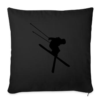 ski - ski conducteur - skieur - Housse de coussin décorative 45 x 45 cm - noir - Devant
