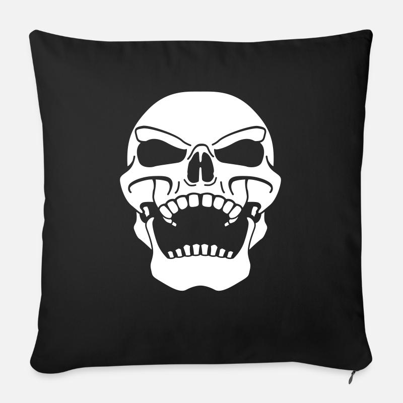 Tête de mort ricane - Housse de coussin décorative 45 x 45 cm - noir