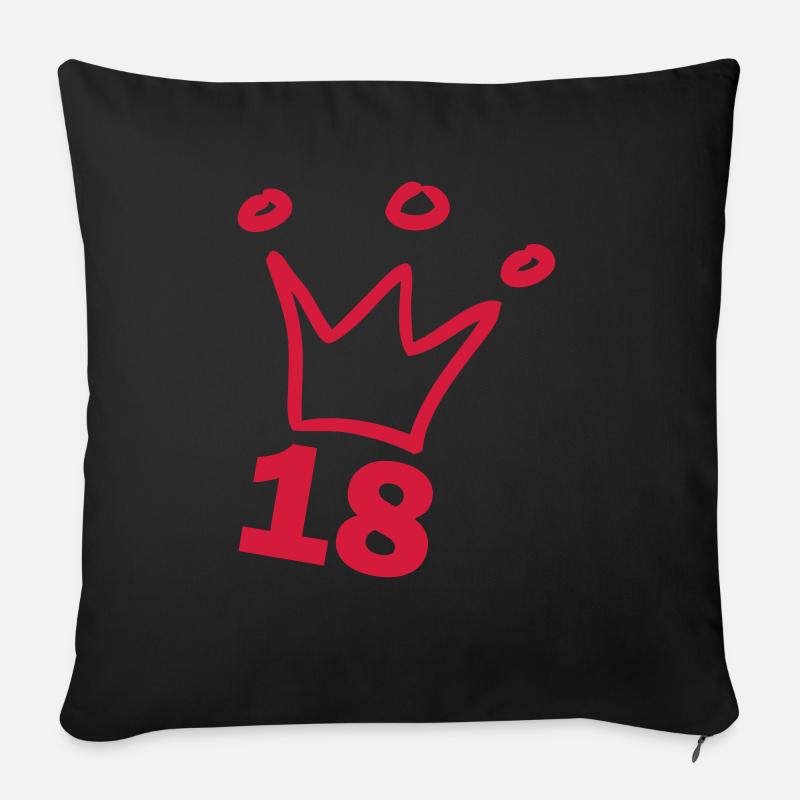 18 Geburtstag Volljährig Krone - Sofakissenbezug 45 x 45 cm - Schwarz