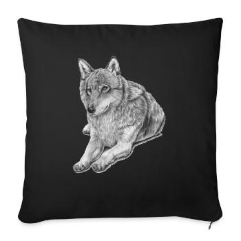 Wolf - Sofakissenbezug 45 x 45 cm - Schwarz - Vorne