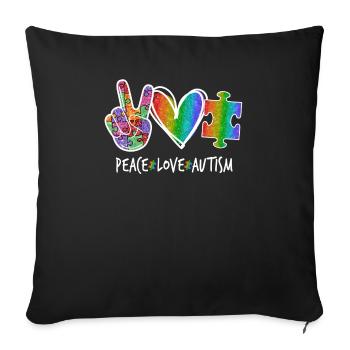 Peace Love Autism - Housse de coussin décorative 45 x 45 cm - noir - Devant