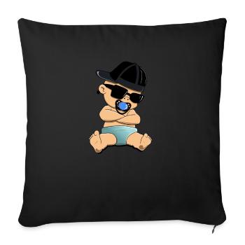 Bébé like a boss - bébé bébé enfant parents - Housse de coussin décorative 45 x 45 cm - noir - Devant