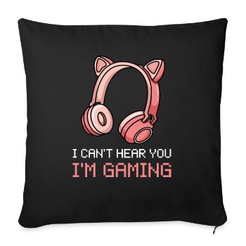 Joueuse I’m Gaming Gamer Dames - Housse de coussin décorative 45 x 45 cm - noir - Devant