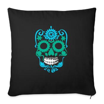 Skull mexican skulls gift dia de los muertos mexic - Housse de coussin décorative 45 x 45 cm - noir - Devant