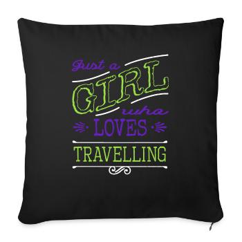 bus hiking travel agent tent sea fly couple - Sofa pillowcase 17,3'' x 17,3'' (45 x 45 cm) - black - Front