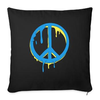 Peace Graffiti Blau Gelb Tropfen - Sofakissenbezug 45 x 45 cm - Schwarz - Vorne