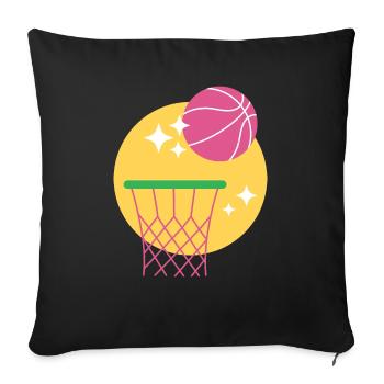 Conception de panier de basket-ball - Housse de coussin décorative 45 x 45 cm - noir - Devant